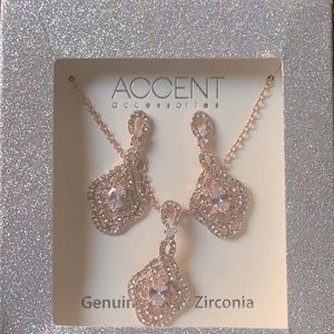 Vintage inspired, rose gold necklace and earrings